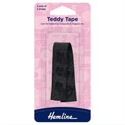 HEMLINE HANGSELL - Teddy Tape 90mm, 2 Sets of 3 Snaps - black